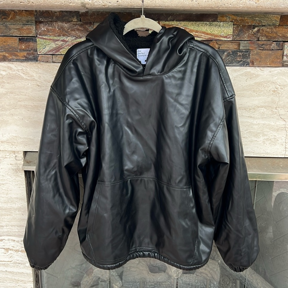 Hoodie fur inside and pleather outside